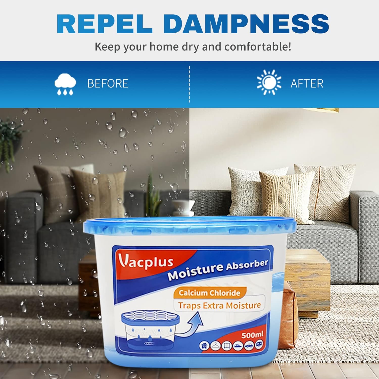 Vacplus 6-Pack Moisture Absorbers for Bathroom