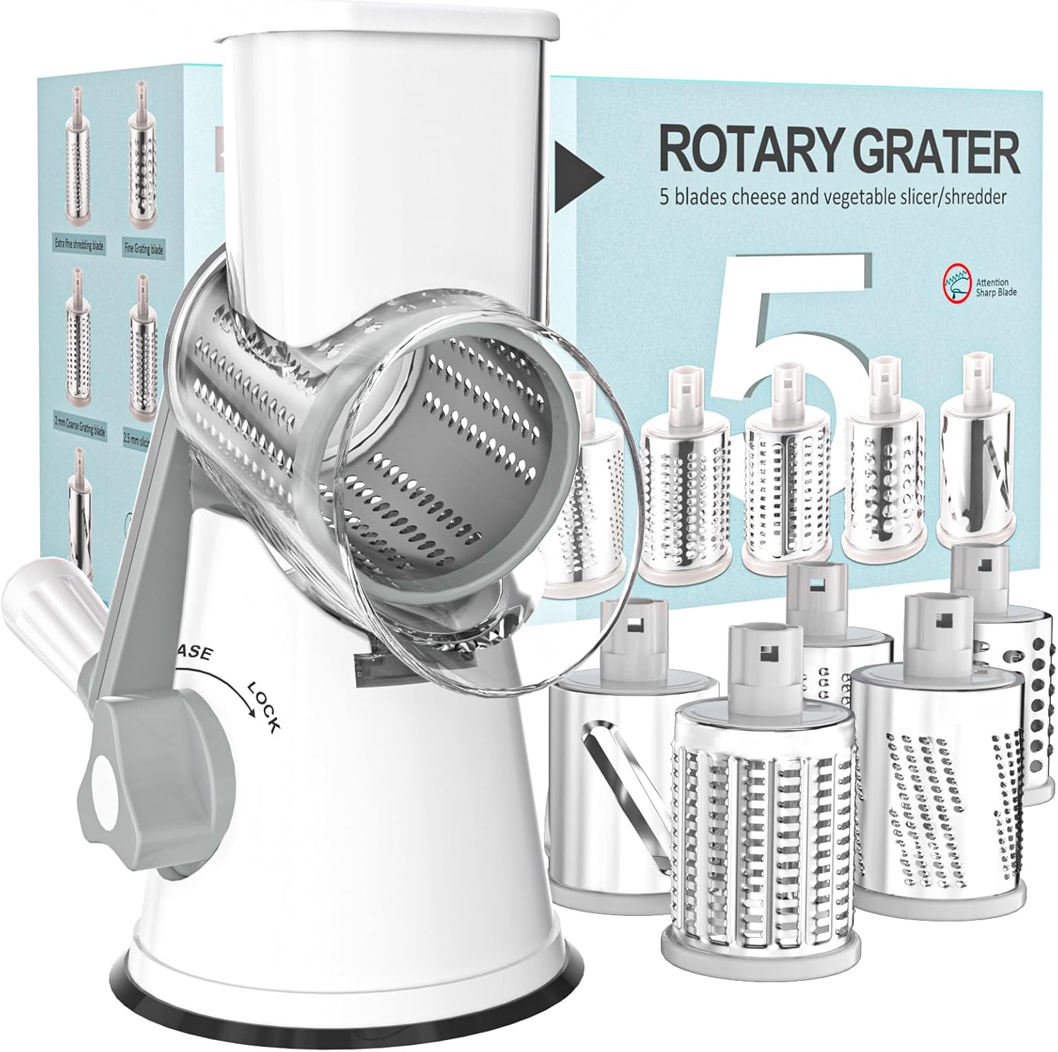 Cambom Rotary Cheese Grater Hand Crank Cheese Shredder for Fresh Cheese