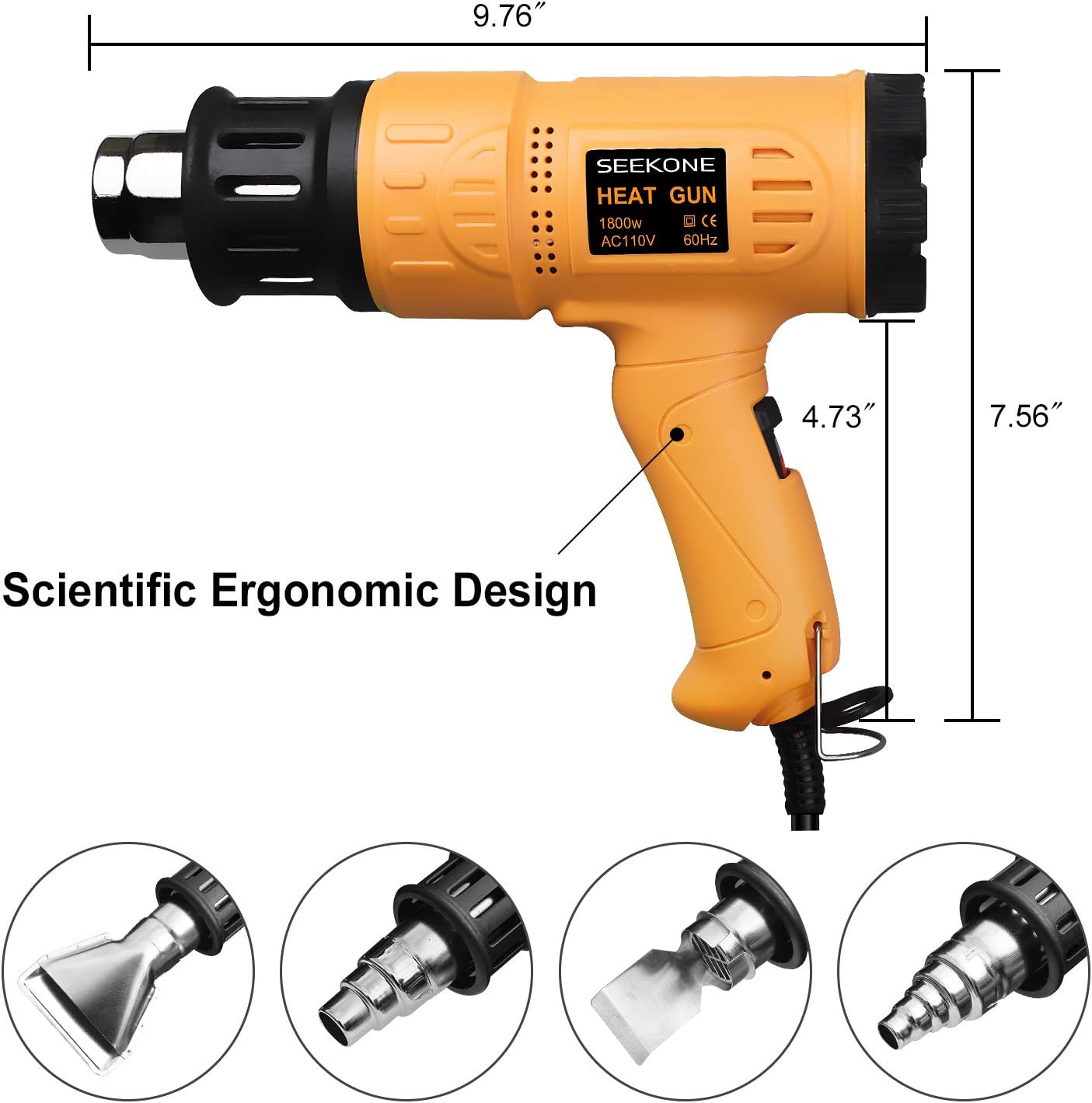 SEEKONE Heat Gun Fast Heating Heavy Duty Hot Air Gun Kit