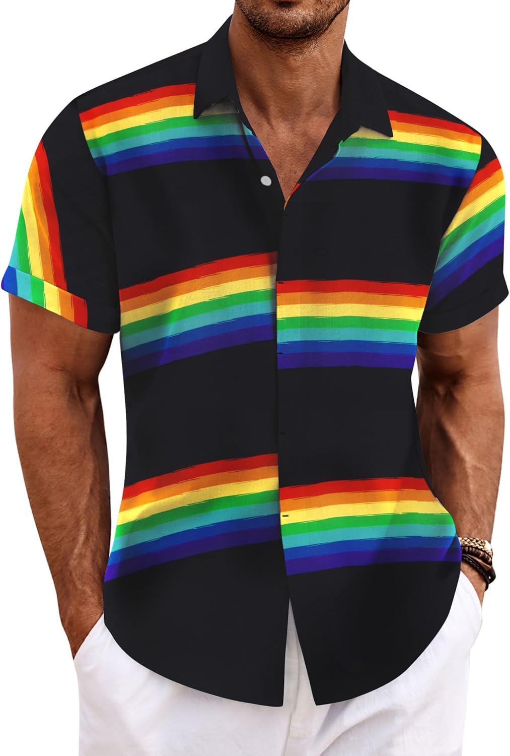COOFANDY Men's Linen Short Sleeve Shirt