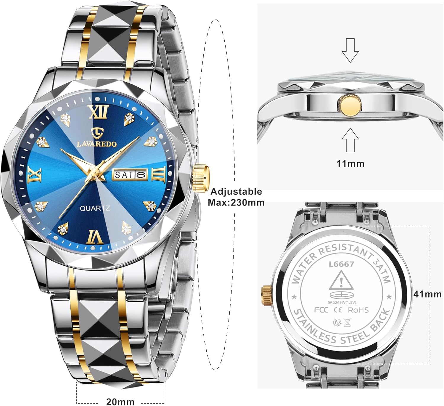 Men’s Luxury Diamond Stainless Steel Watch