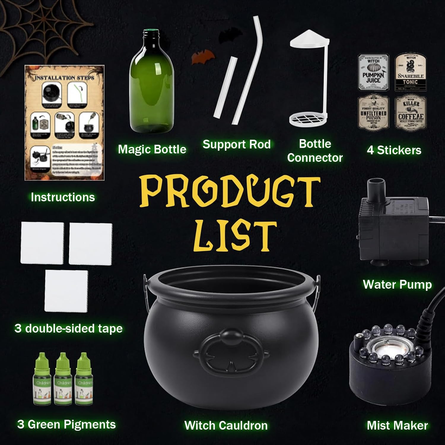 Halloween Cauldron with Smoke Black Cauldron Pot