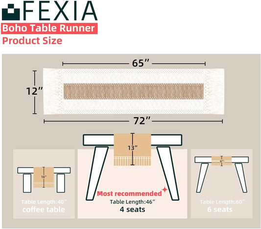 FEXIA Boho Table Runner for Thanksgiving Fall Christmas