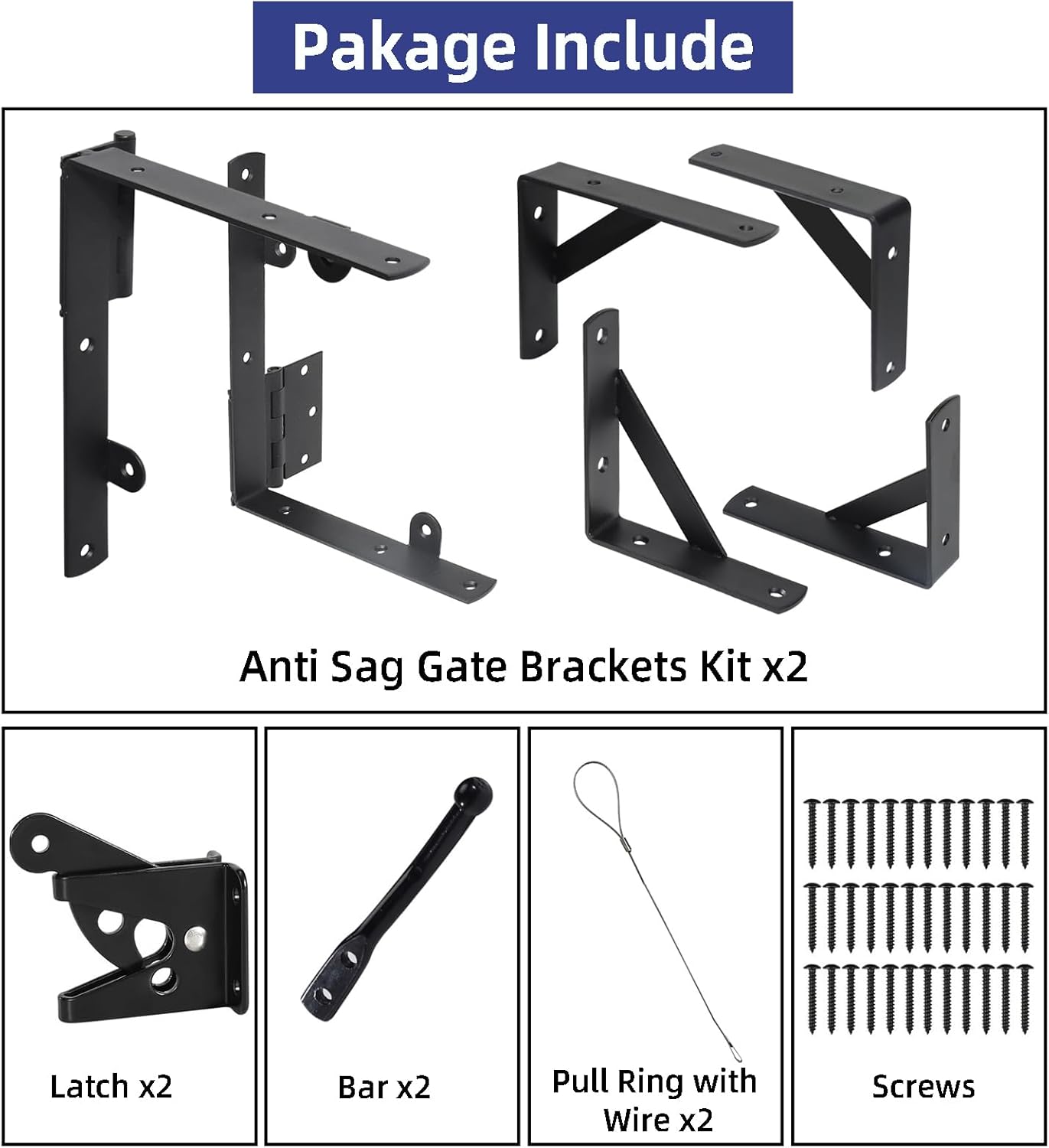Fence Gate Kit Gate Hardware 2 Set Anti Sag Gate Kit