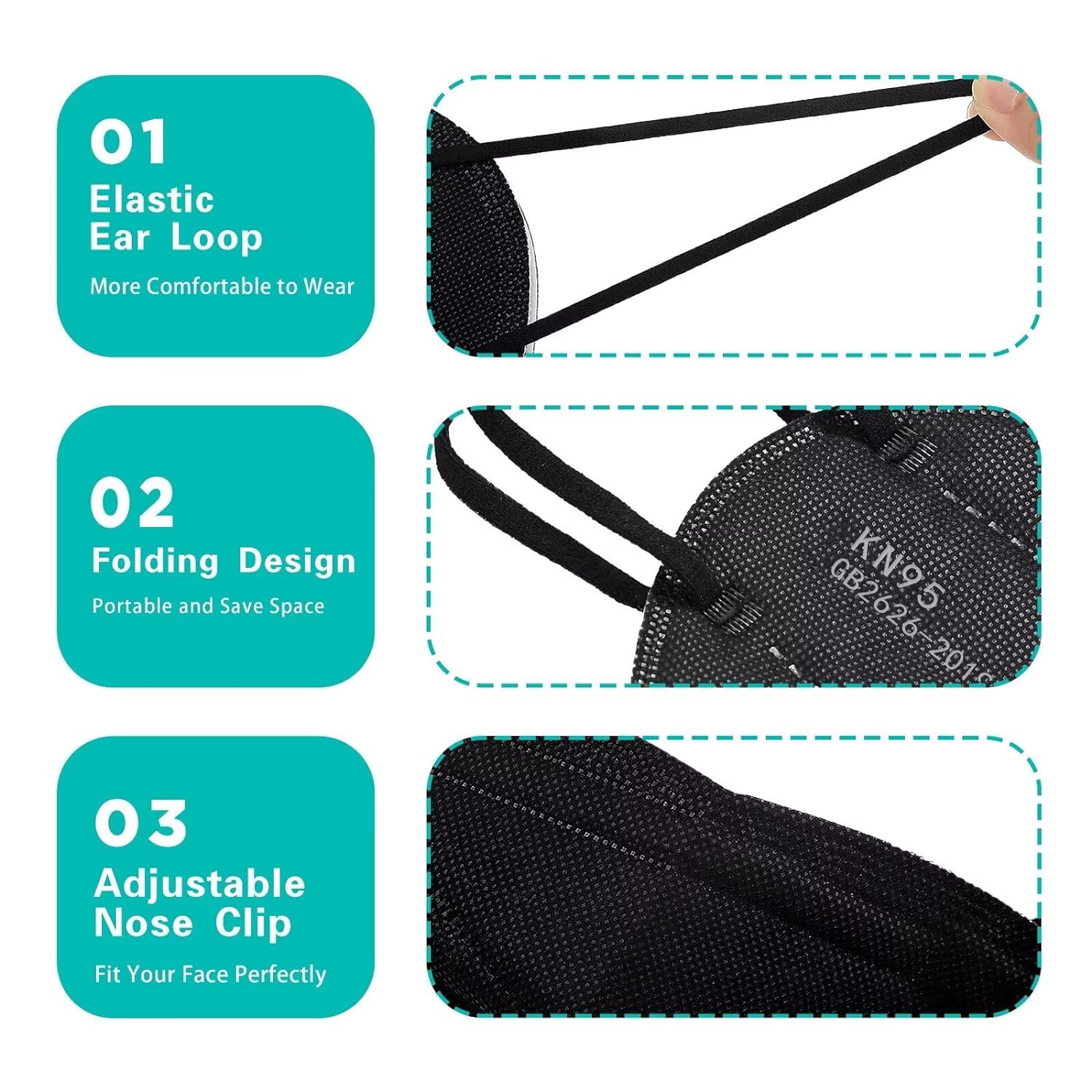 LEMENT 50pcs KN95 Face Masks Filter