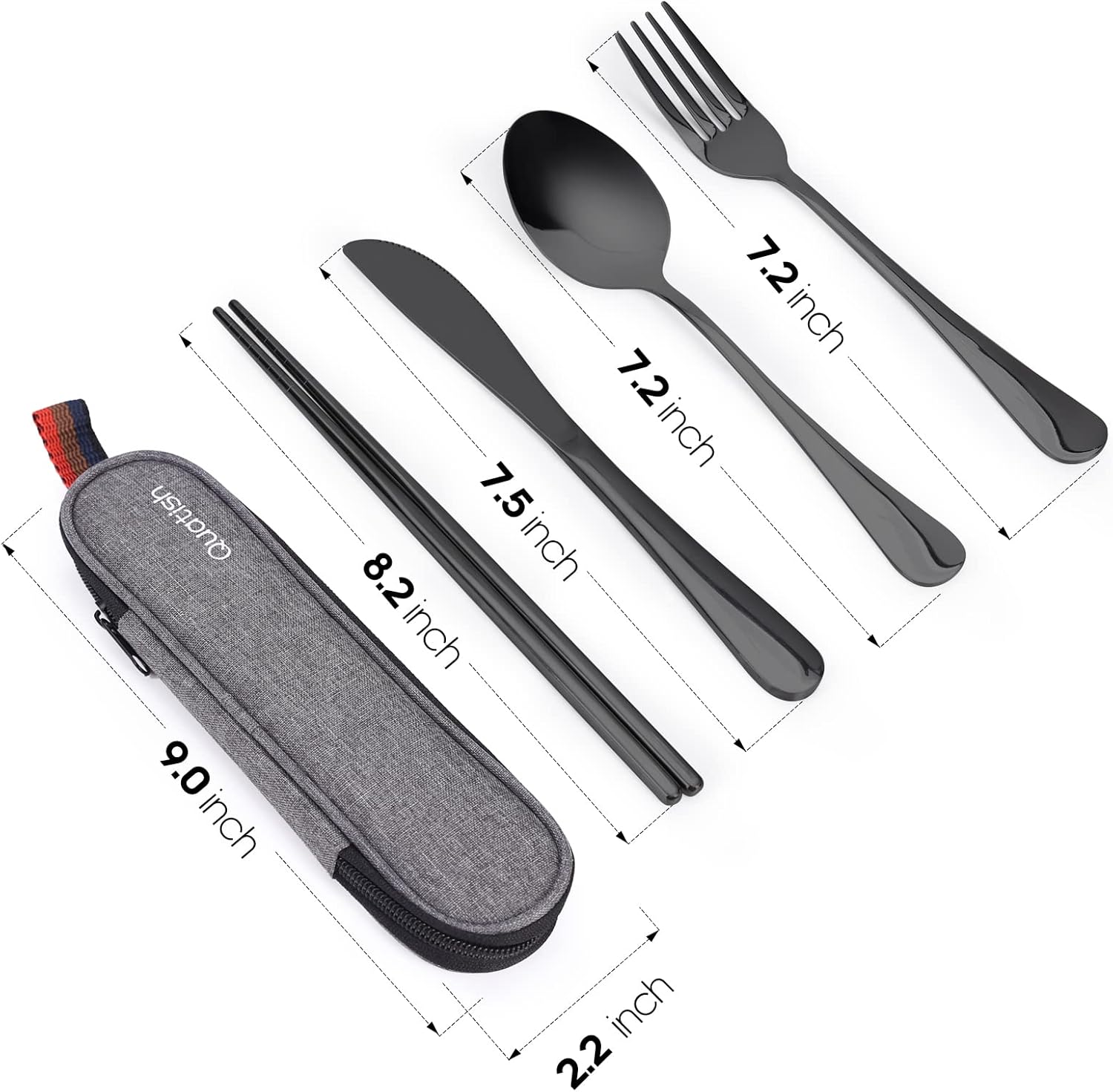 Travel Utensils with Case Quatish Portable Silverware Set
