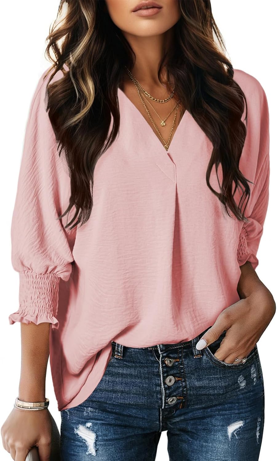 Dokotoo Women Blouses Dressy Casual V Neck