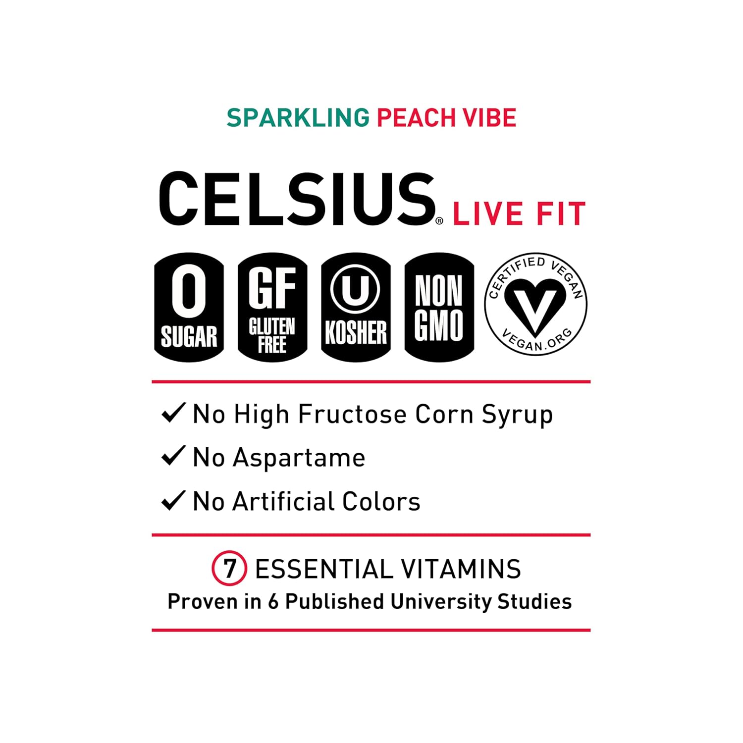CELSIUS Sparkling Peach Vibe Energy Drink 12 pack
