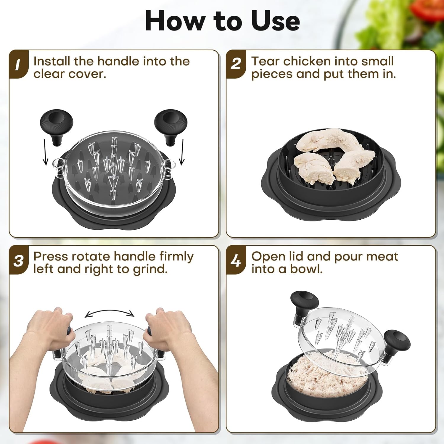 Kitchen Chicken Shredder with Anti-Slip Base