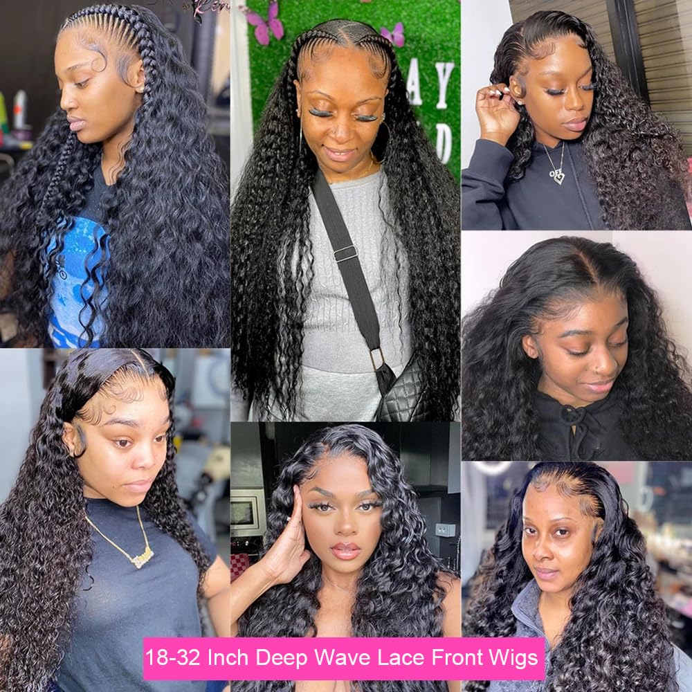 JTMMP 26" Deep Wave Lace Front Wig