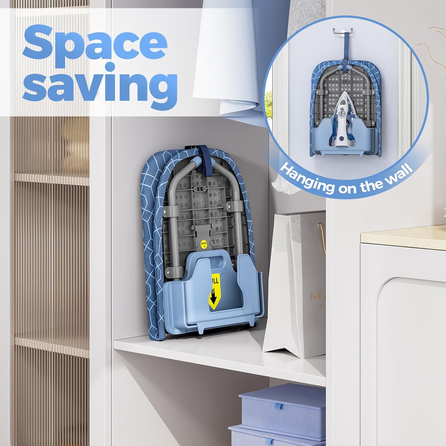 APEXCHASER Ironing Board Small with Iron Holder