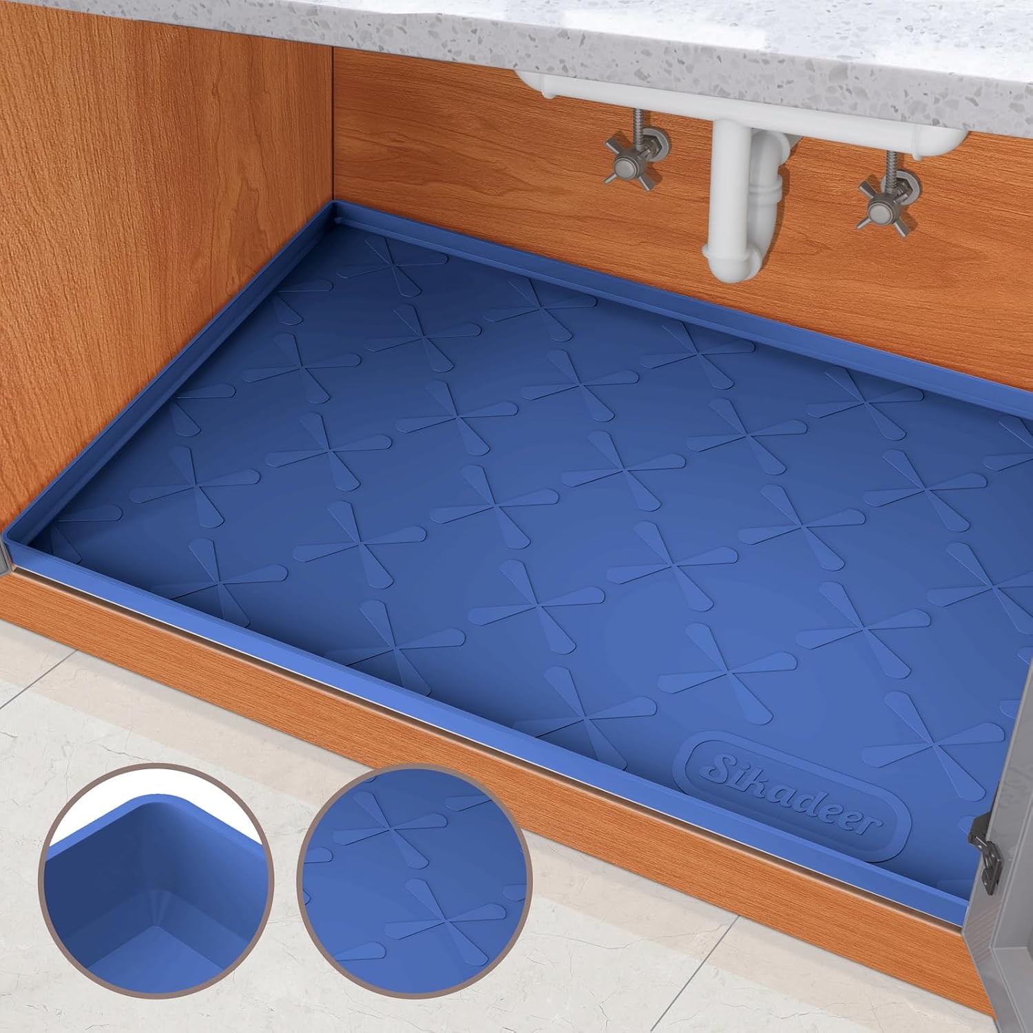 SIKADEER 34" x 22" Under Sink Mat Waterproof