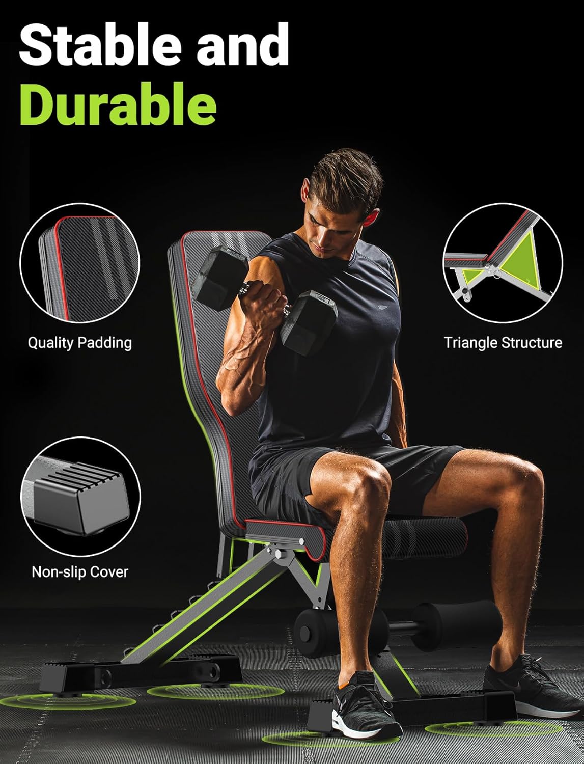 YOLEO Foldable Weight Bench for Full Body Gym Workout