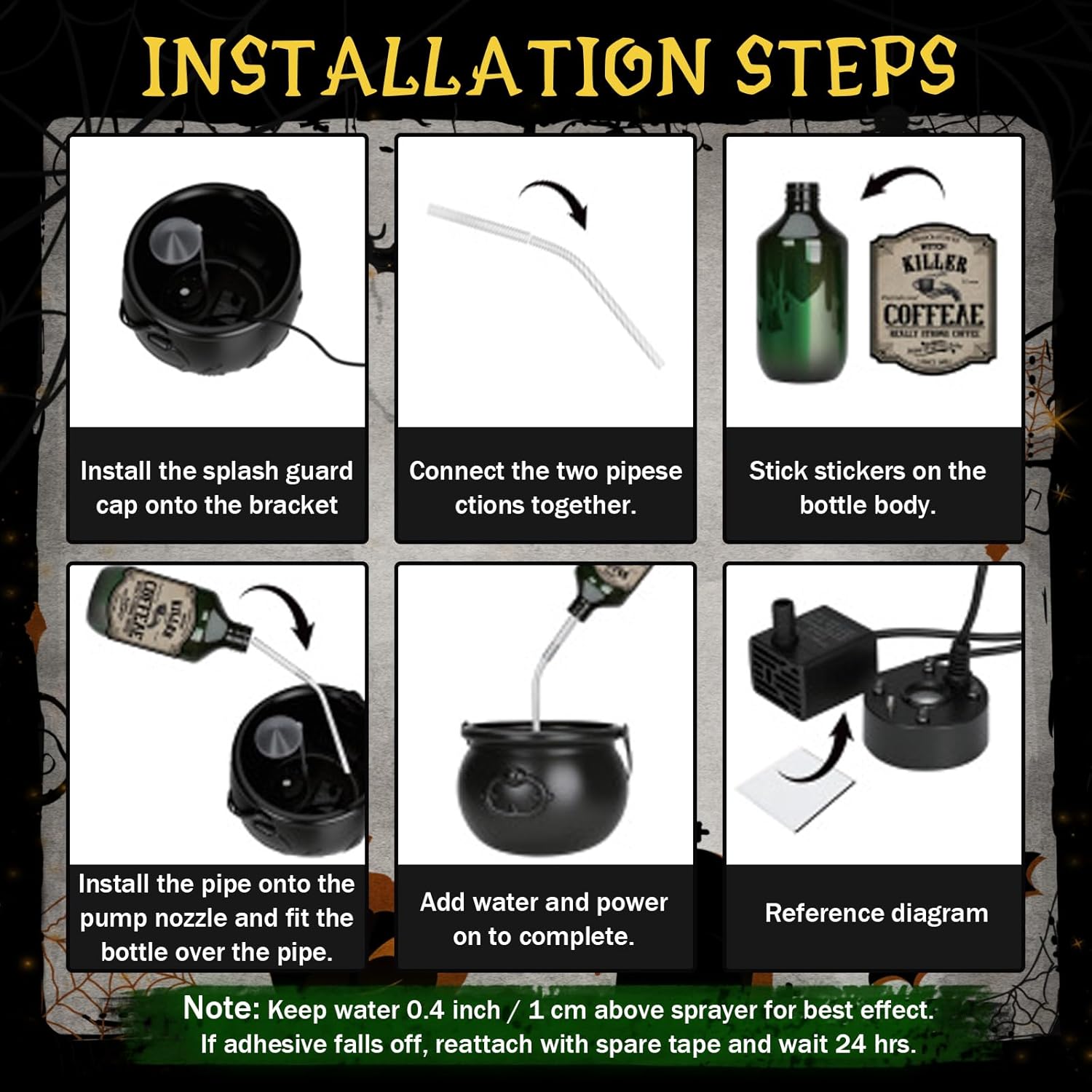 Halloween Cauldron with Smoke Black Cauldron Pot