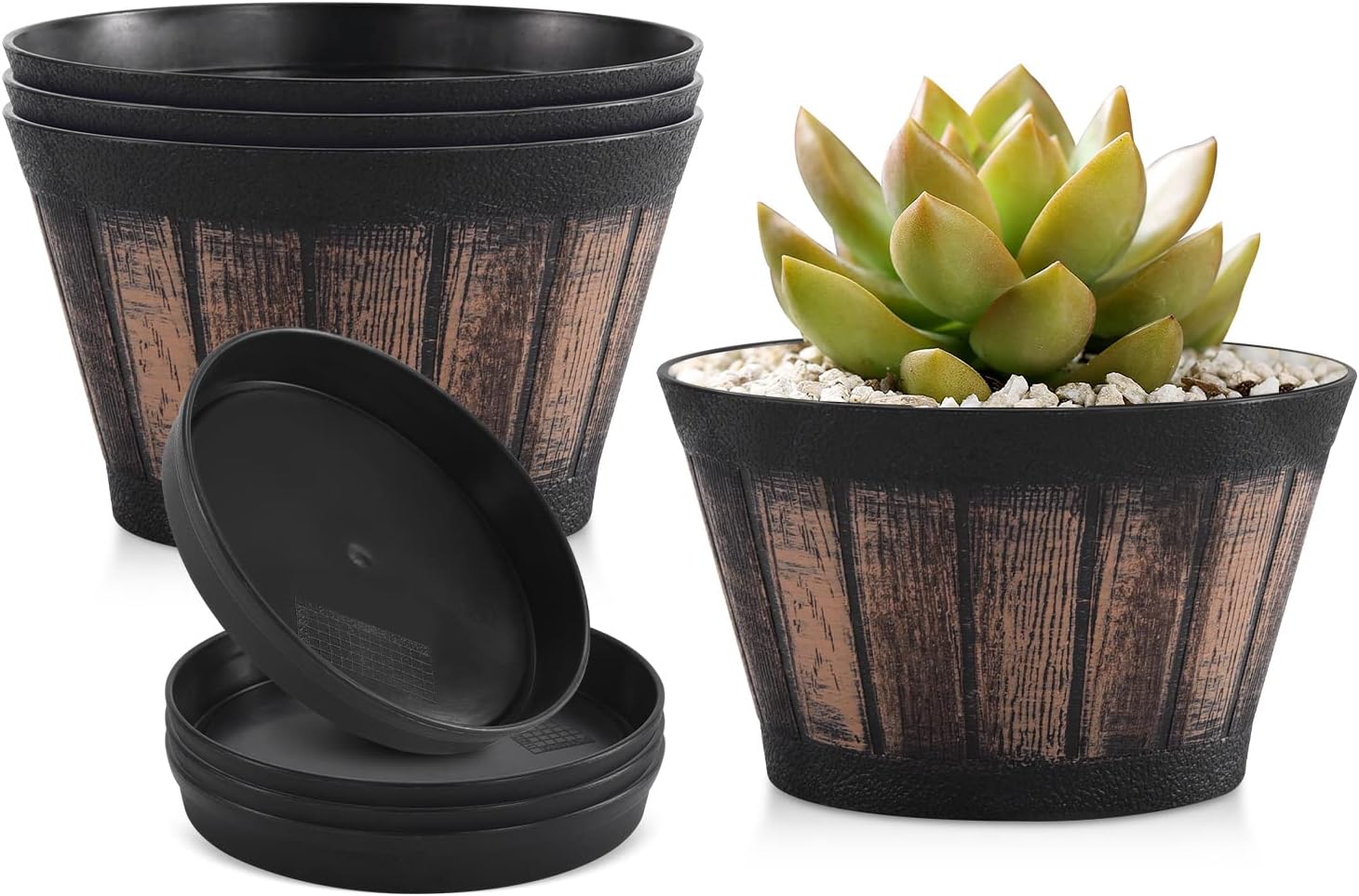 Quarut Plant Pots Whiskey Barrel Planters