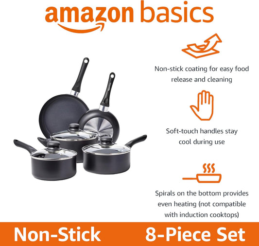 Amazon Basics 8 Nonstick Cookware Set