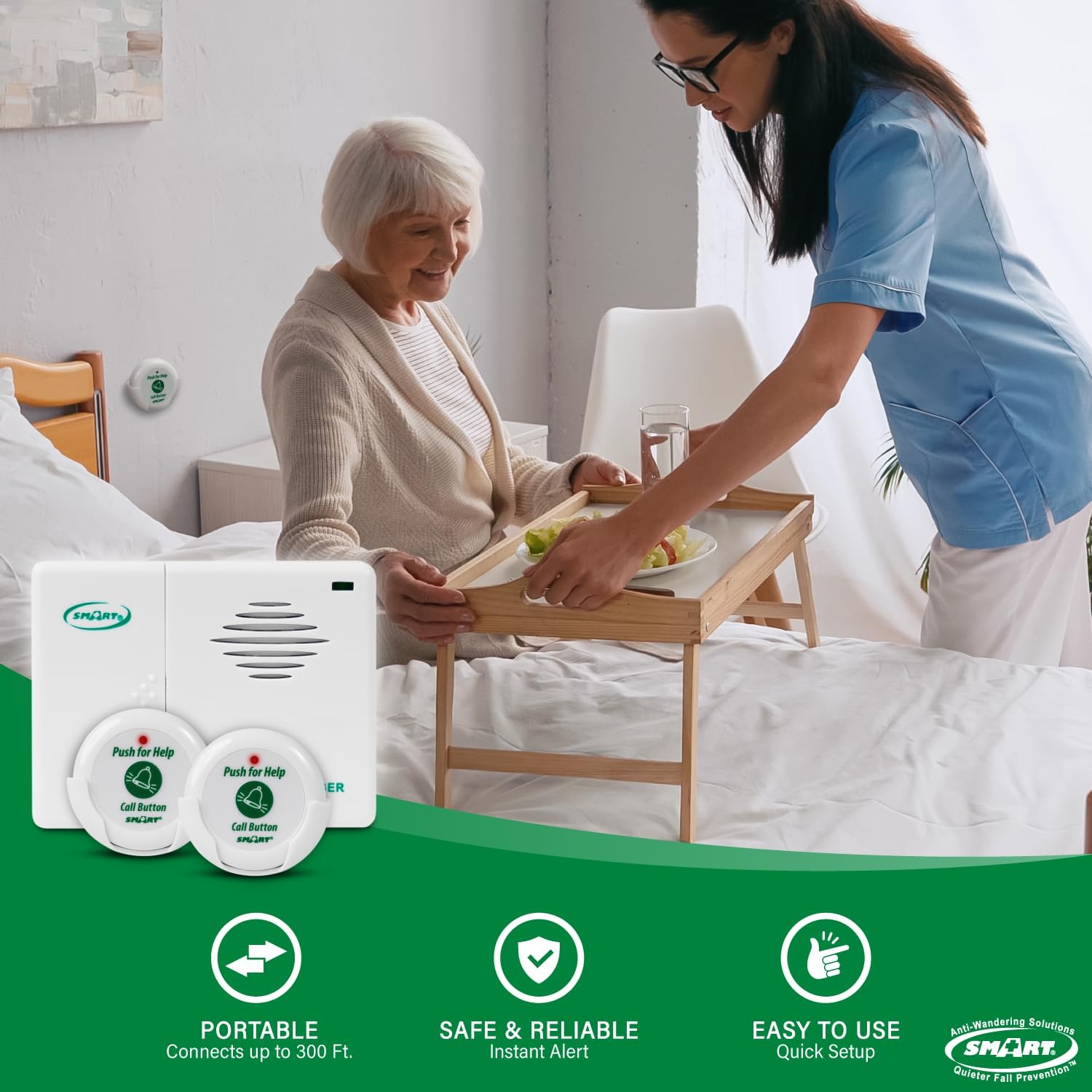 Smart Caregiver Pager System with 2 Call Buttons