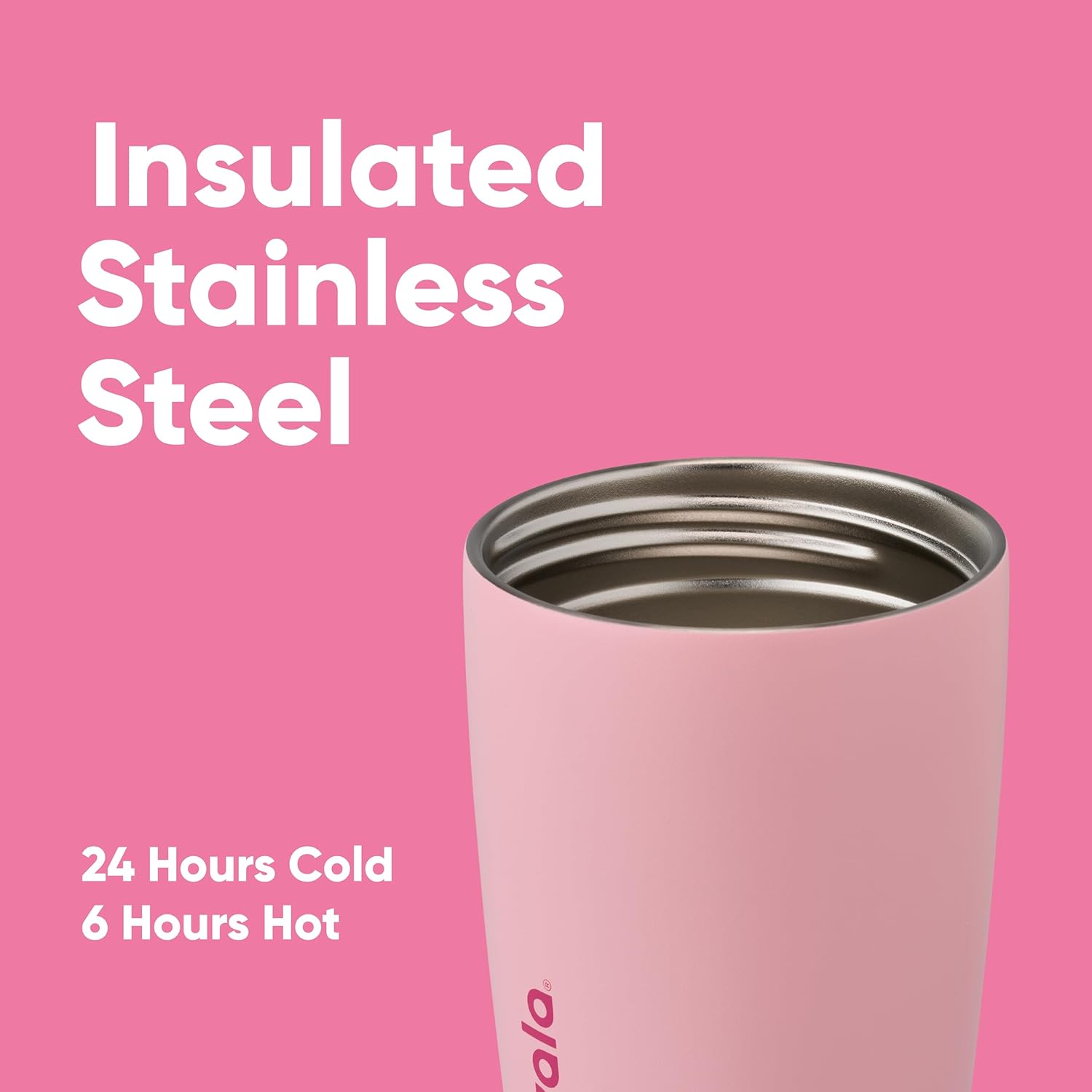 cOwala SmoothSip 12oz Insulated Coffee Tumbler – Reusable, BPA-Free, Pink
