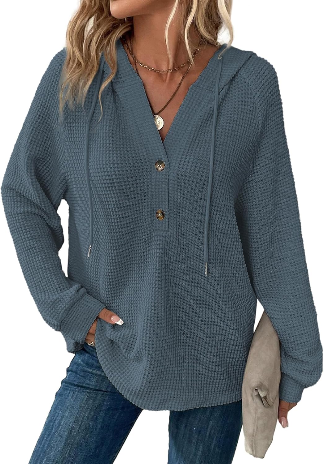 Dokotoo Hoodies for Women Waffle Knit Long Sweatshir