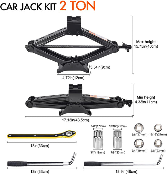Car Jack Kit Scissor Jack for Car Tire Changing Kit
