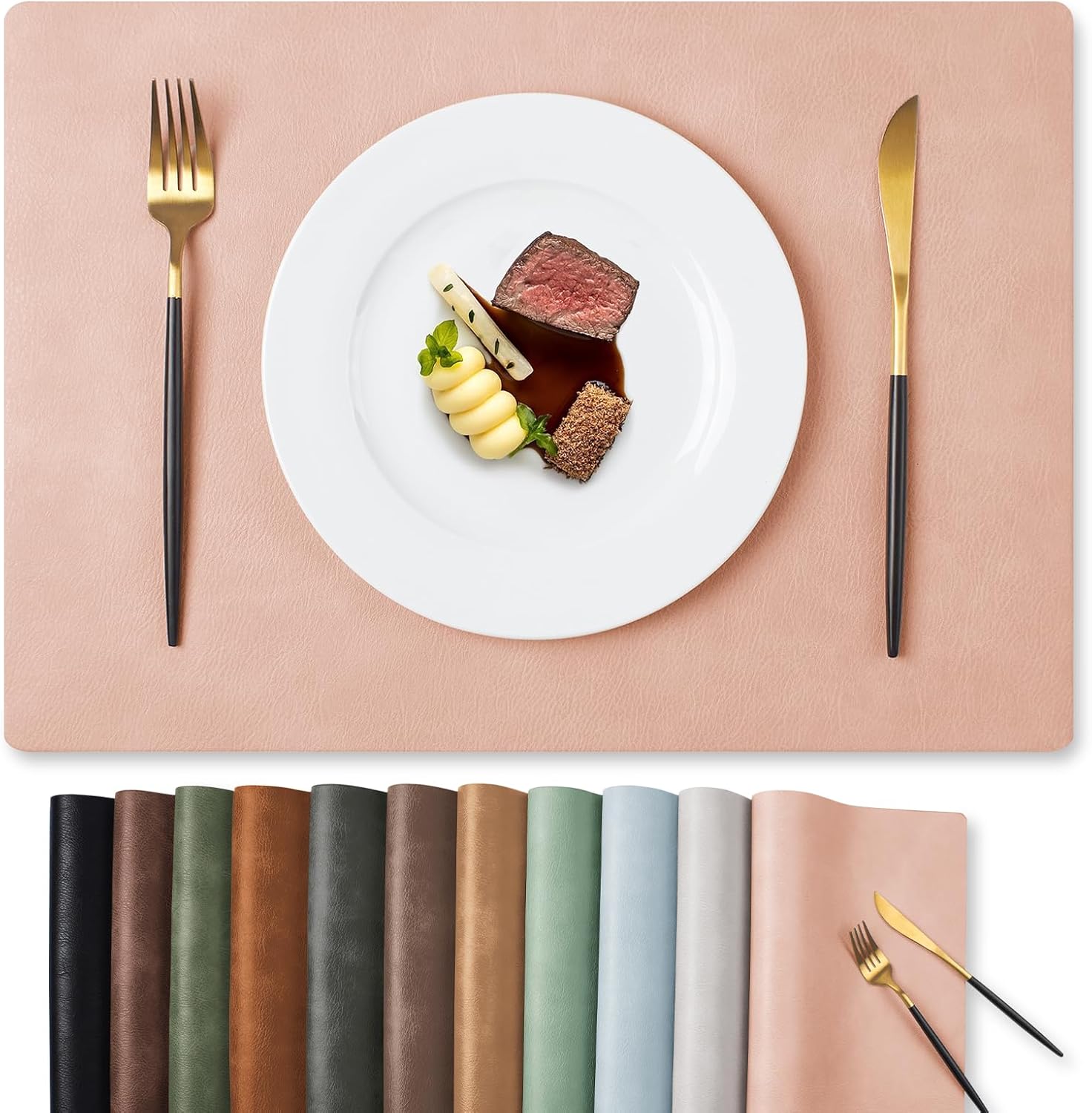 MOSAYT Vinyl Placemats Set Fall Faux Leather