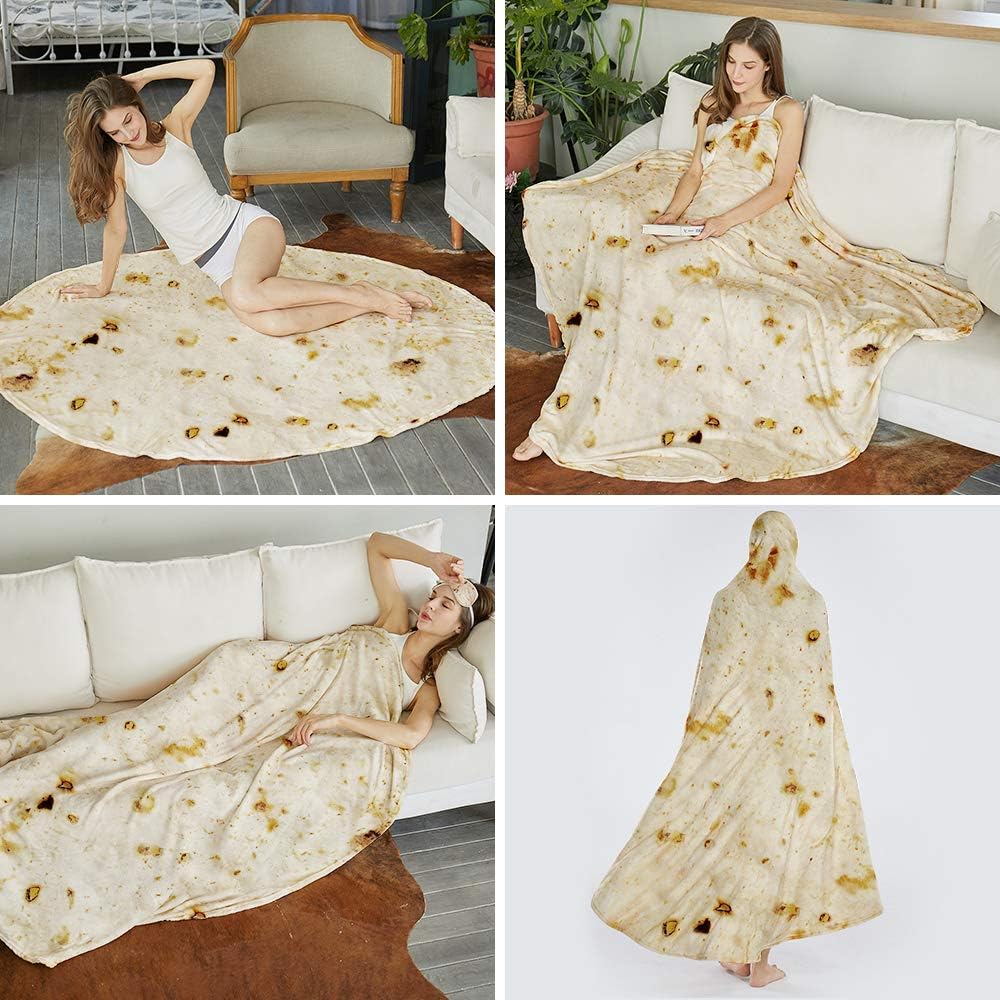SeaRoomy Burritos Tortilla Realistic Food Wrap Blanket