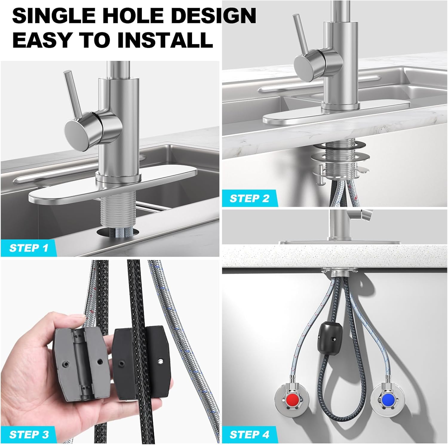 Brushed Nickel Kitchen Faucets with Pull Down Sprayer