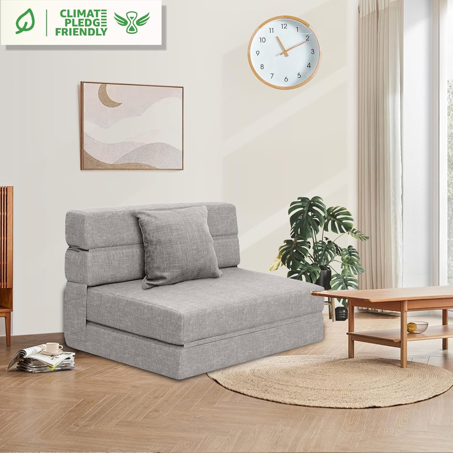 ANONER Folding Sleeper Chair Sofa Bed Lazy Couch