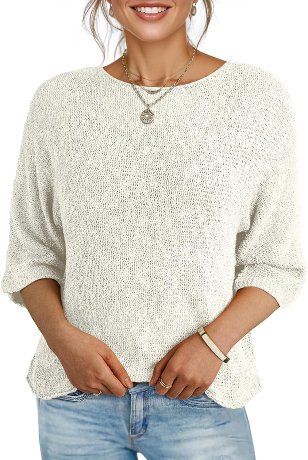 Dokotoo Womens Fall Casual Crewneck Sweaters
