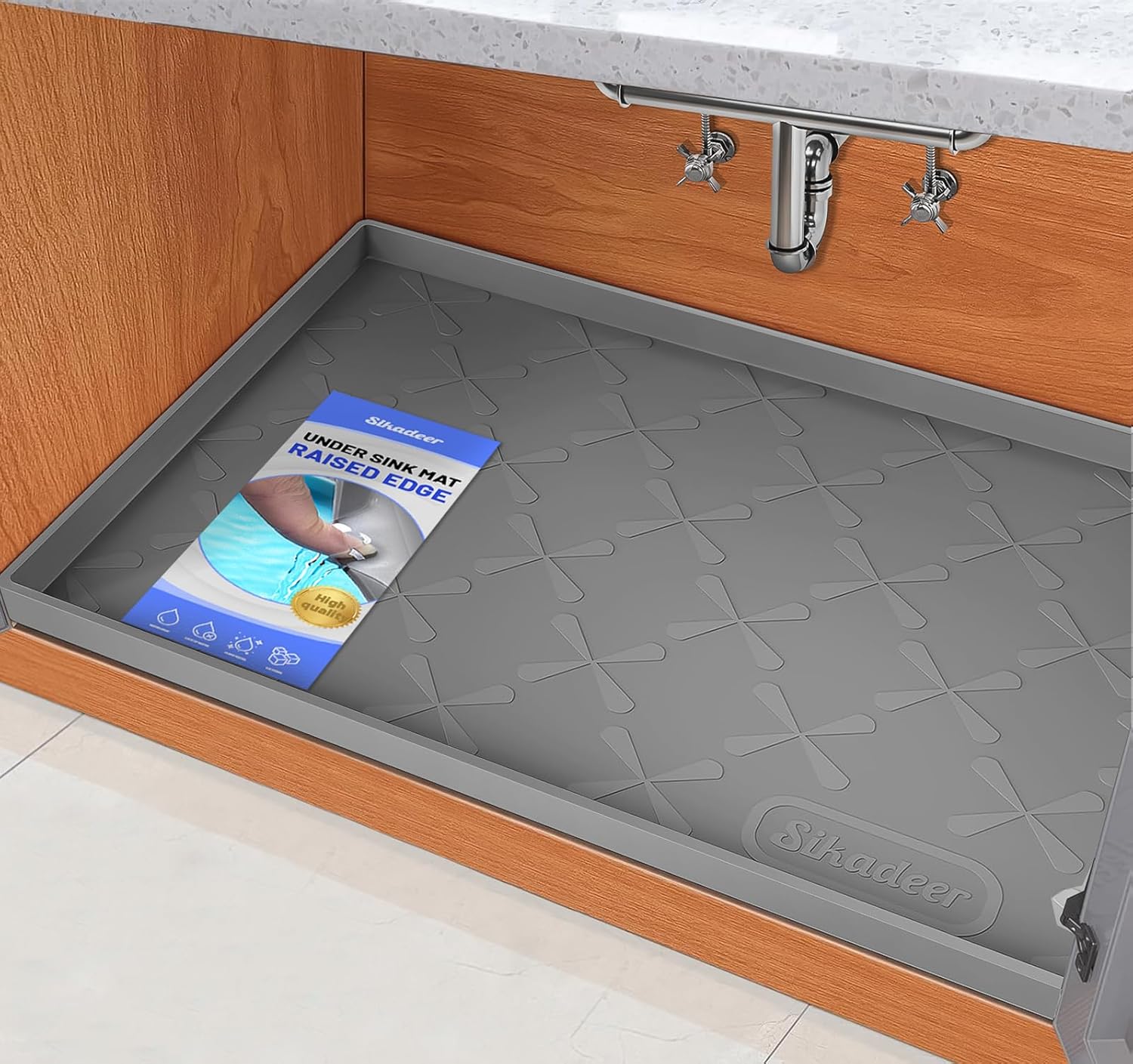 SIKADEER 34" x 22" Under Sink Mat Waterproof