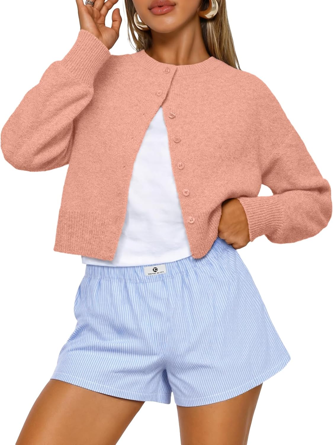 Trendy Queen Women’s Cropped Cardigan Sweater