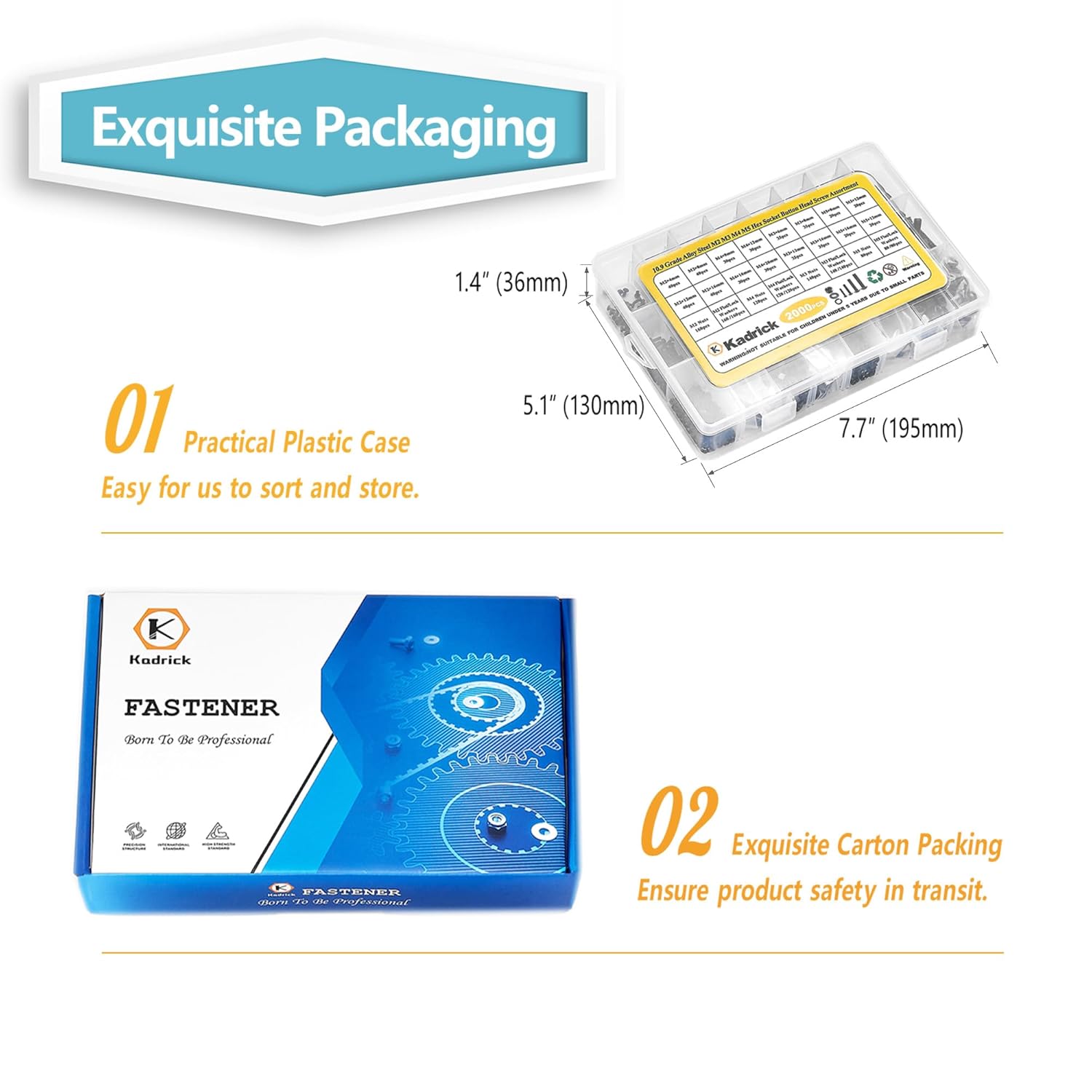 Kadrick Metric Screw Assortment 2000PCS Metric Bolt