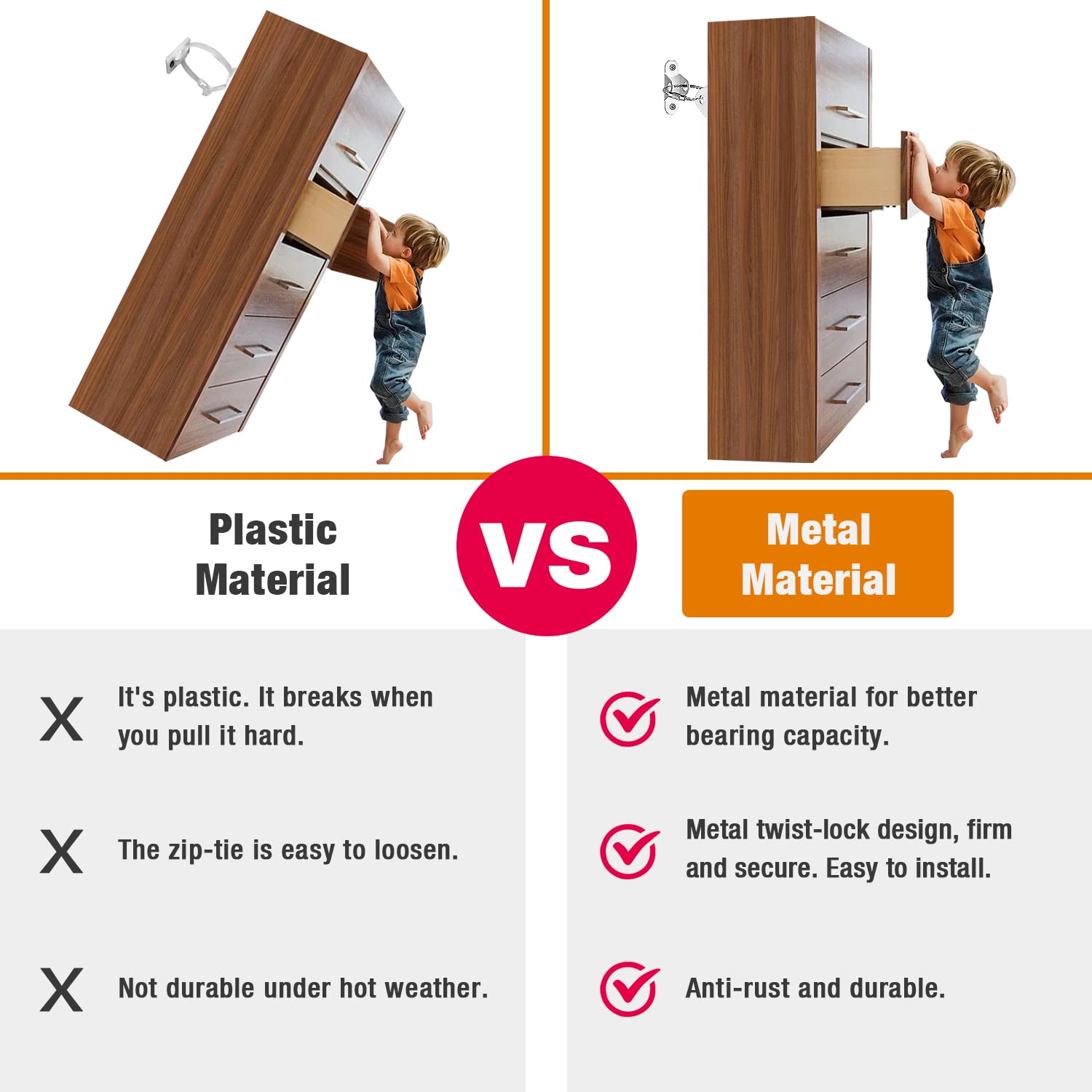Furniture Anchors (10 Packs) Anti Tip Furniture Anchors
