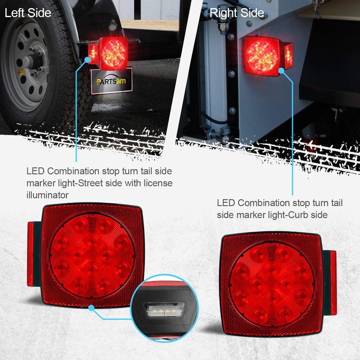 Partsam 12V Submersible LED Trailer Lights