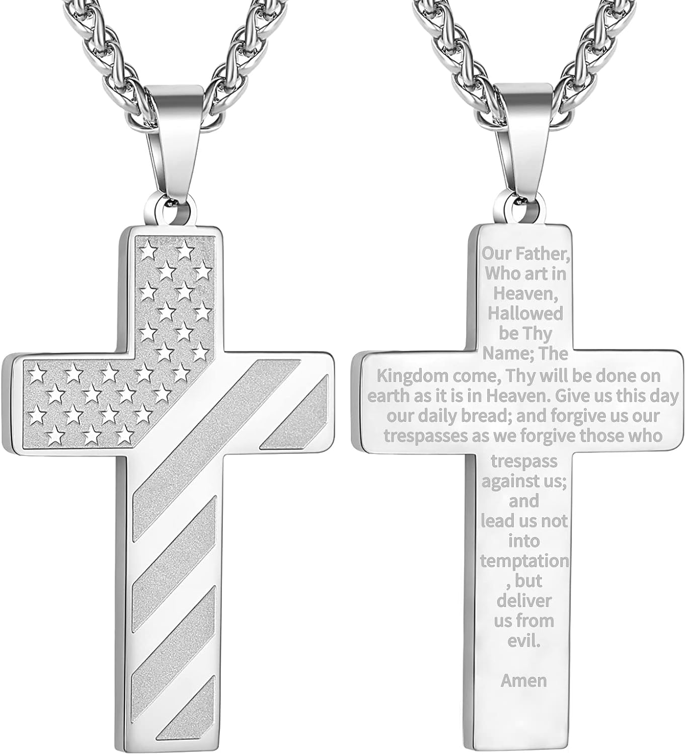 DuoDiner Cross Necklace Bible Verse Stainless Steel