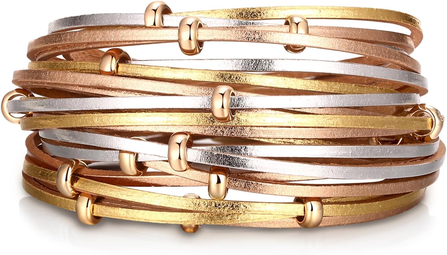 Fesciory Boho Leather Wrap Bracelet Women