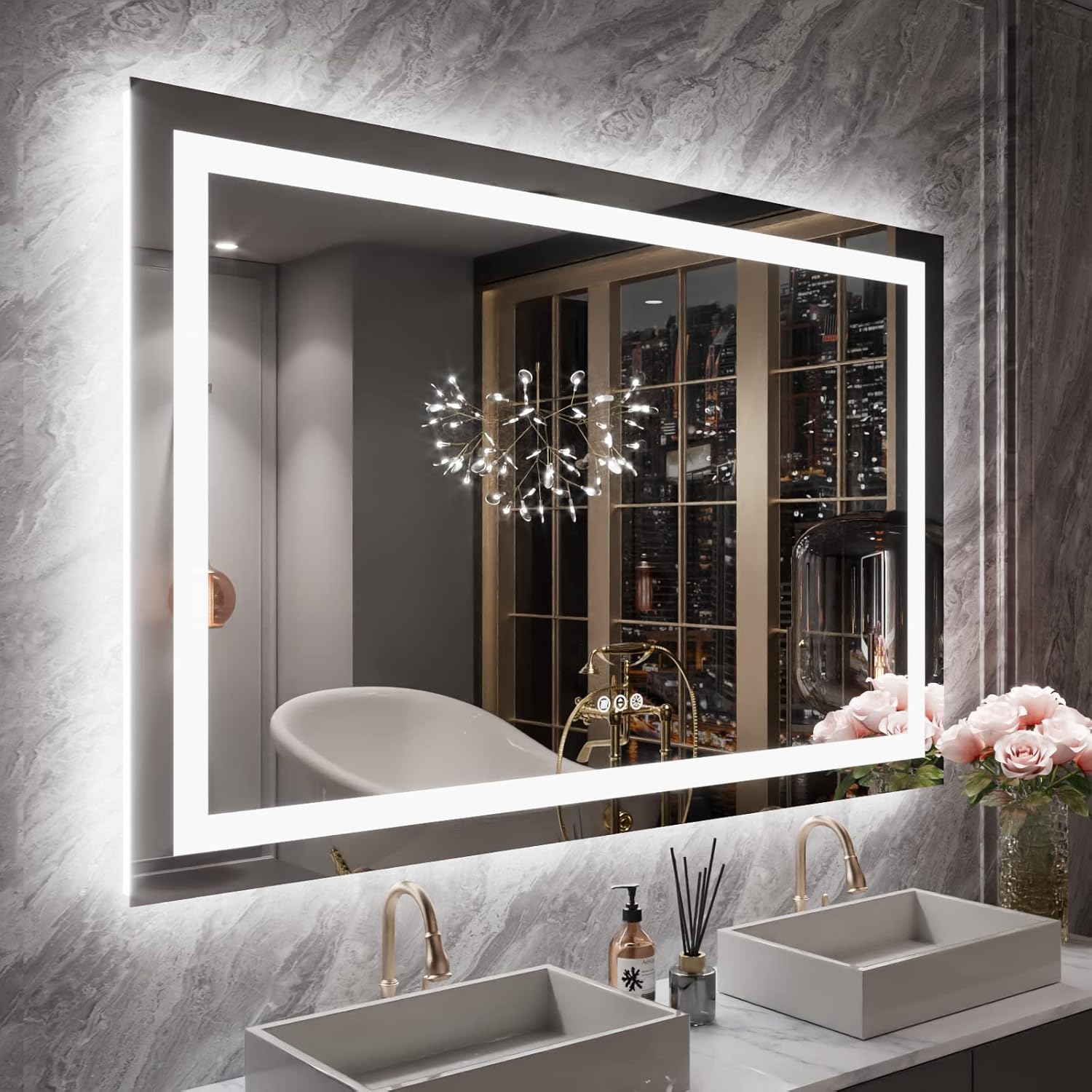 LOAAO 24X32 LED Bathroom Mirror with Lights