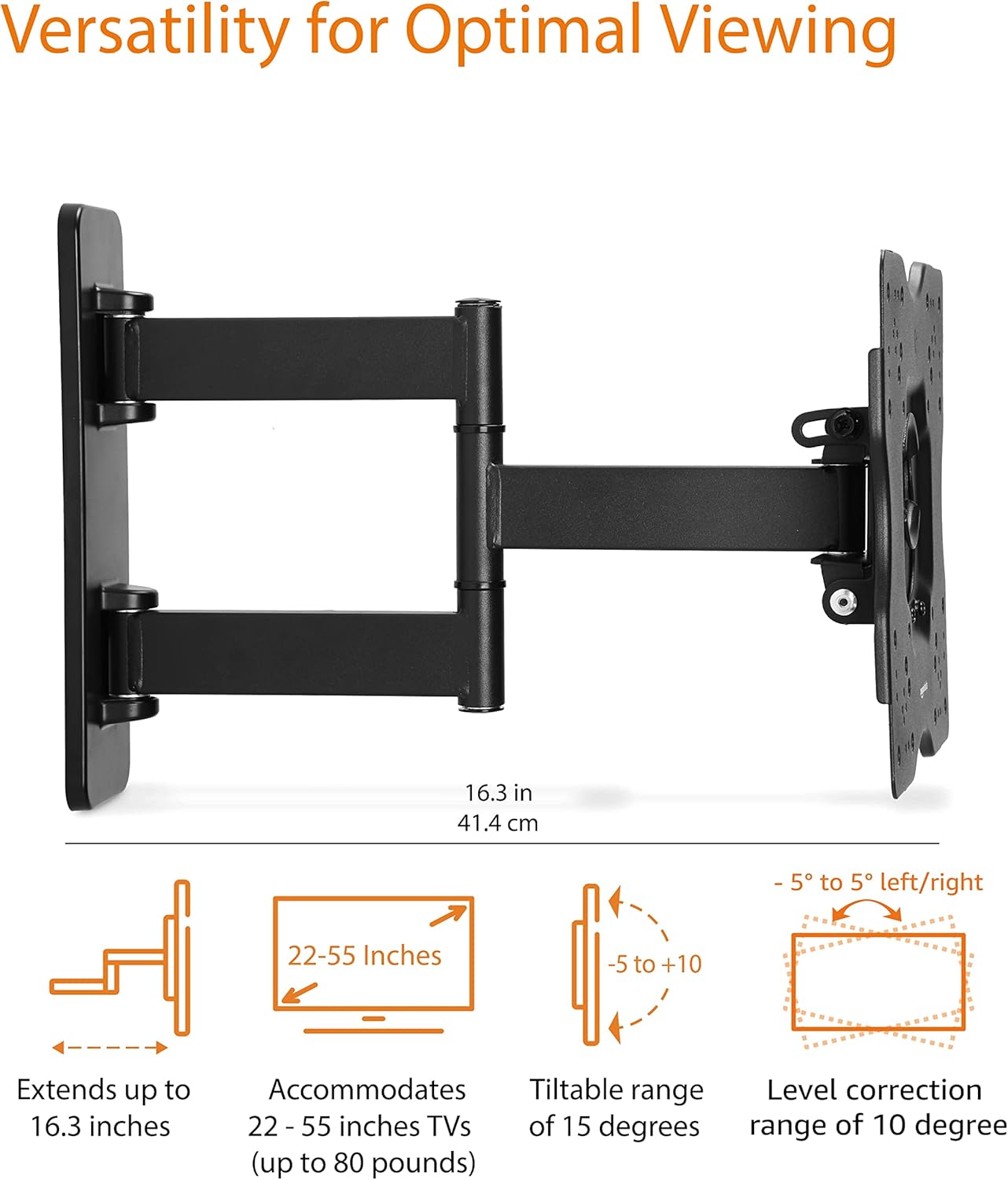Full Motion Articulating TV Monitor Wall Mount