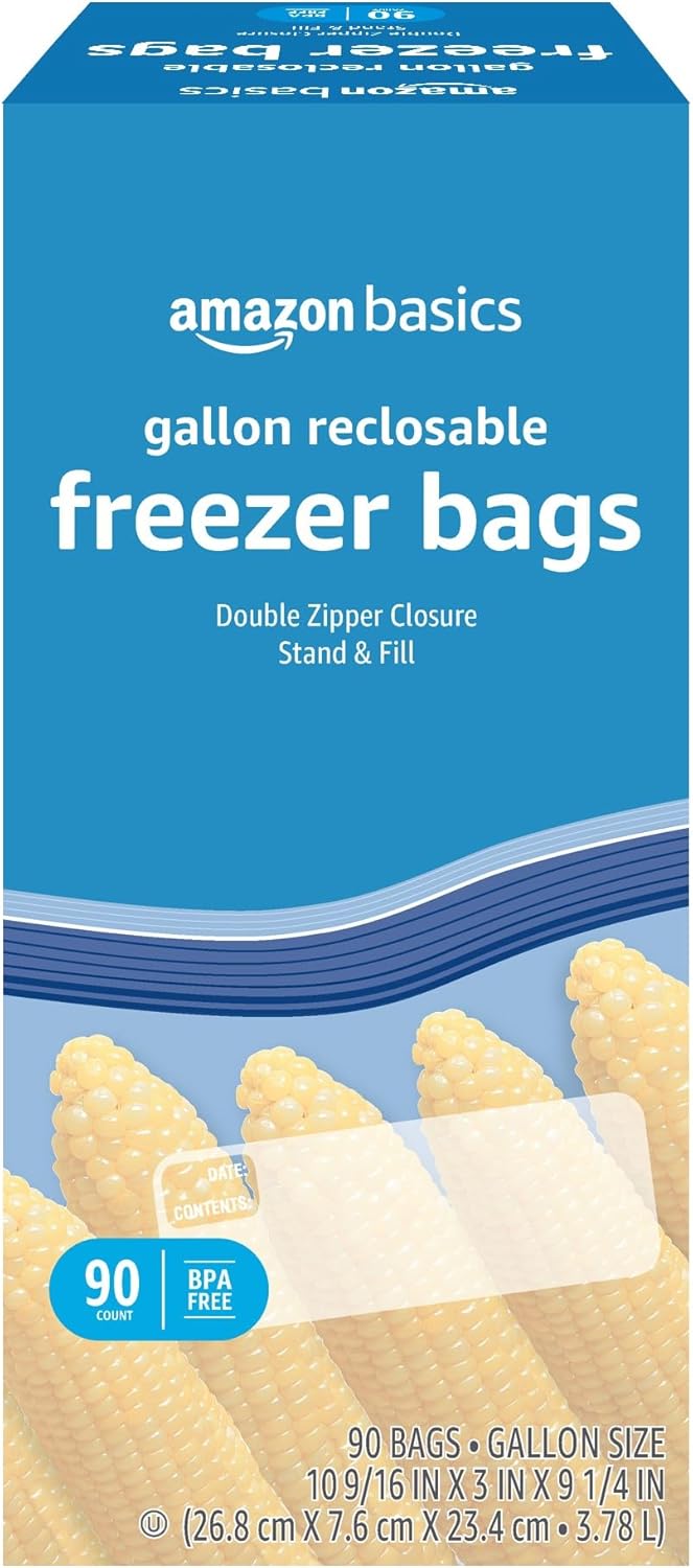 Amazon Basics Reclosable Freezer Quart Bags