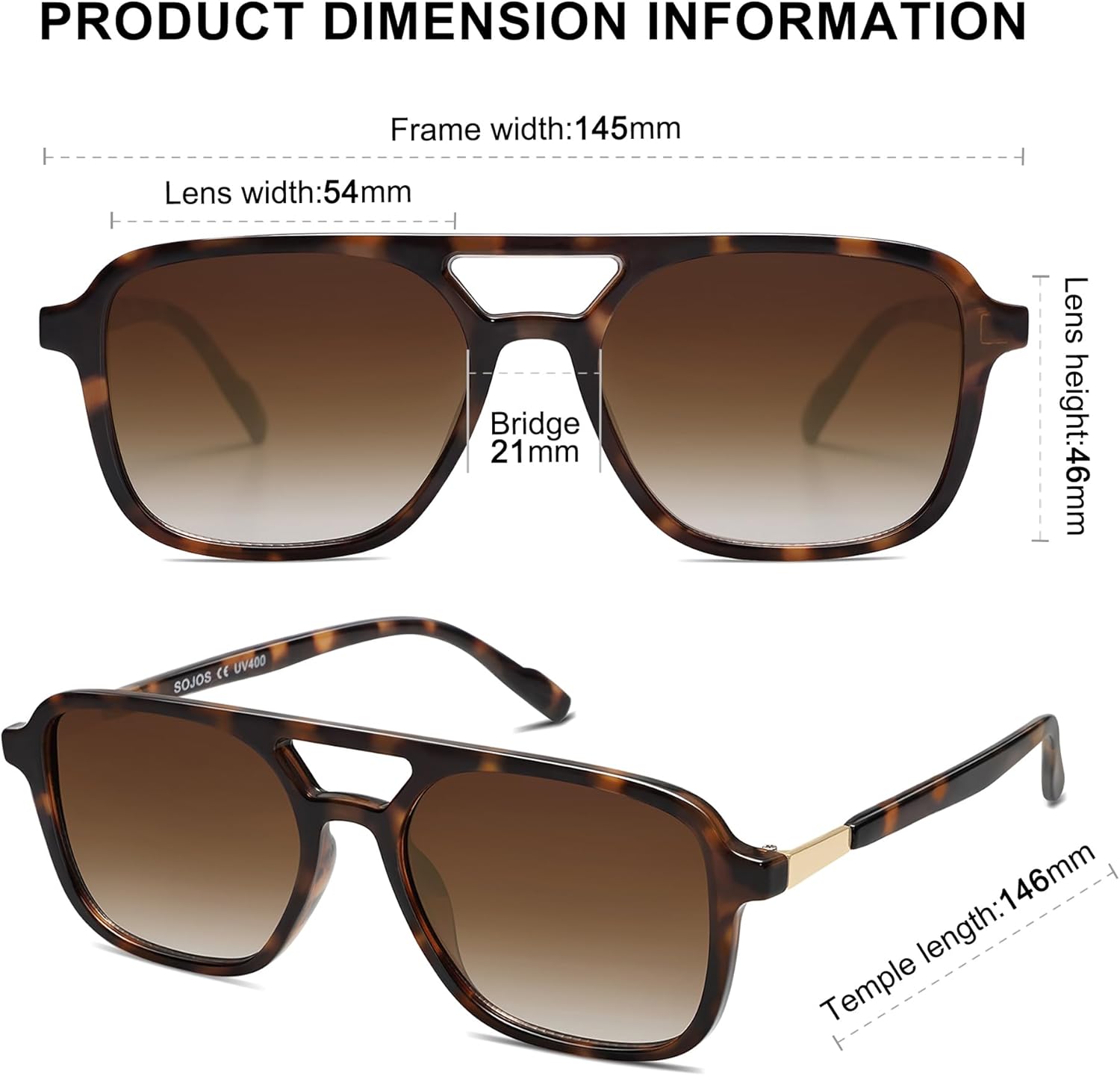 SOJOS Retro Aviator Sunglasses