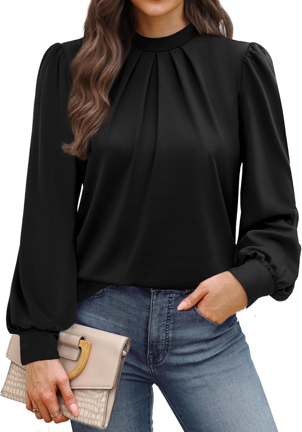 WIHOLL Women’s Mock Neck Blouse Top