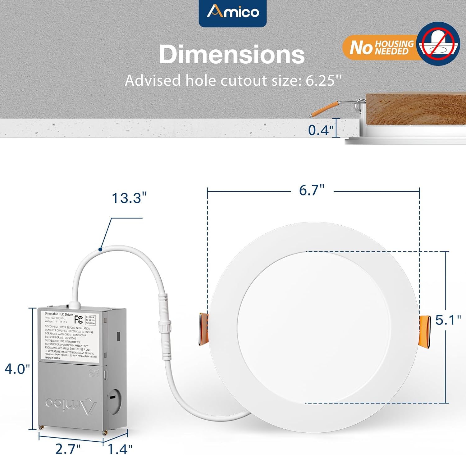 Amico 12-Pack 6" LED Recessed Ceiling Lights