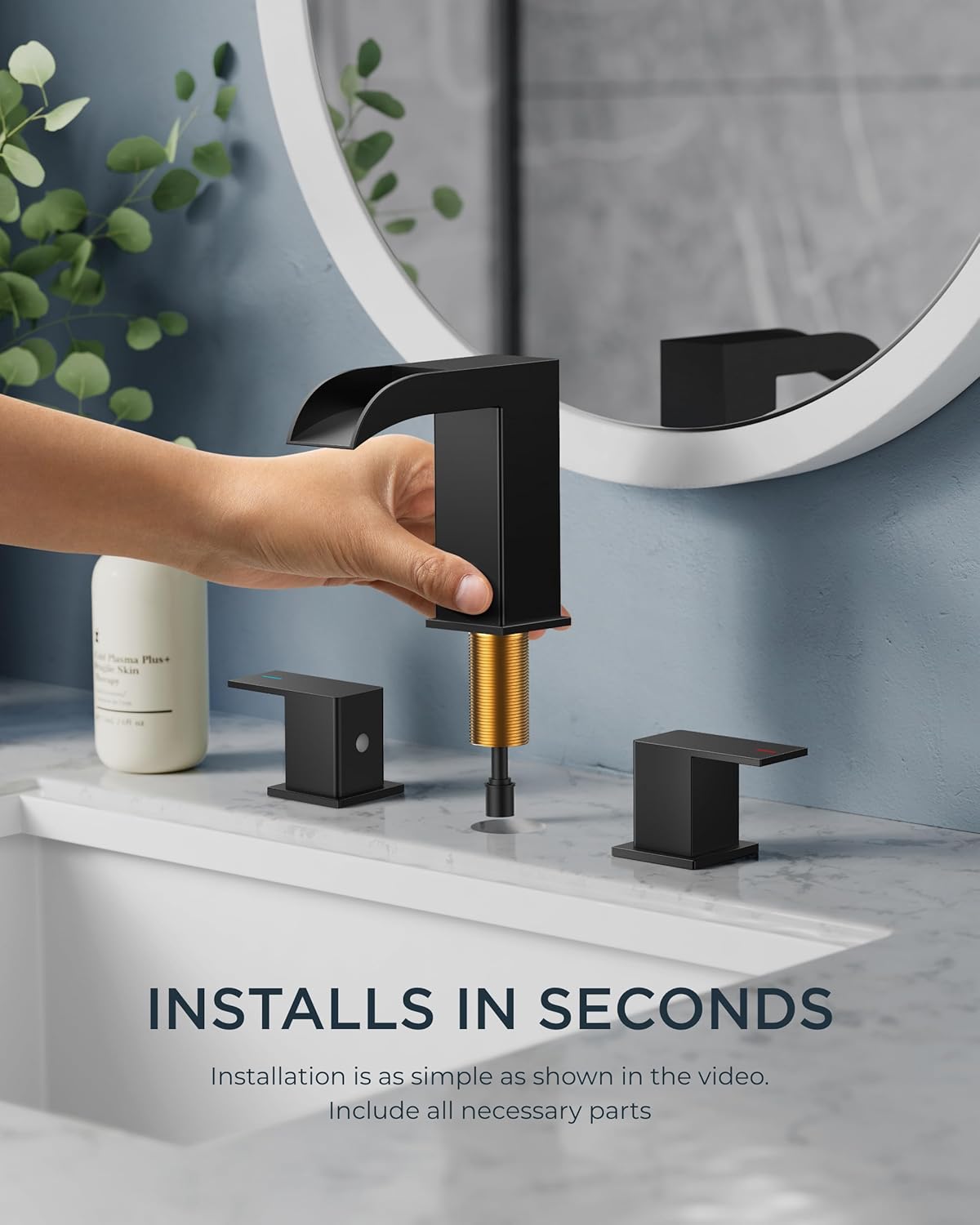 FORIOUS Square Matte Black Bathroom Faucets