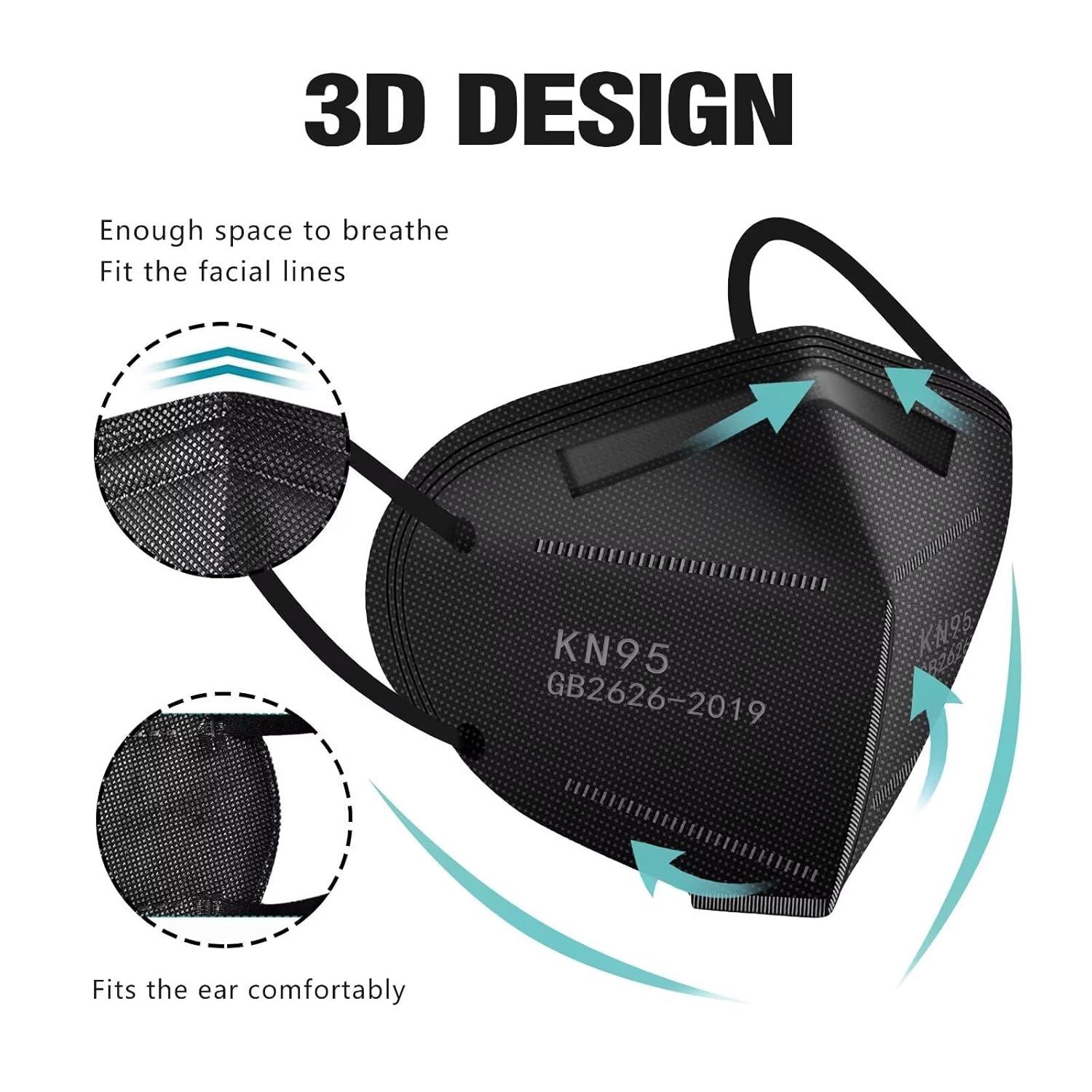 LEMENT 50pcs KN95 Face Masks Filter