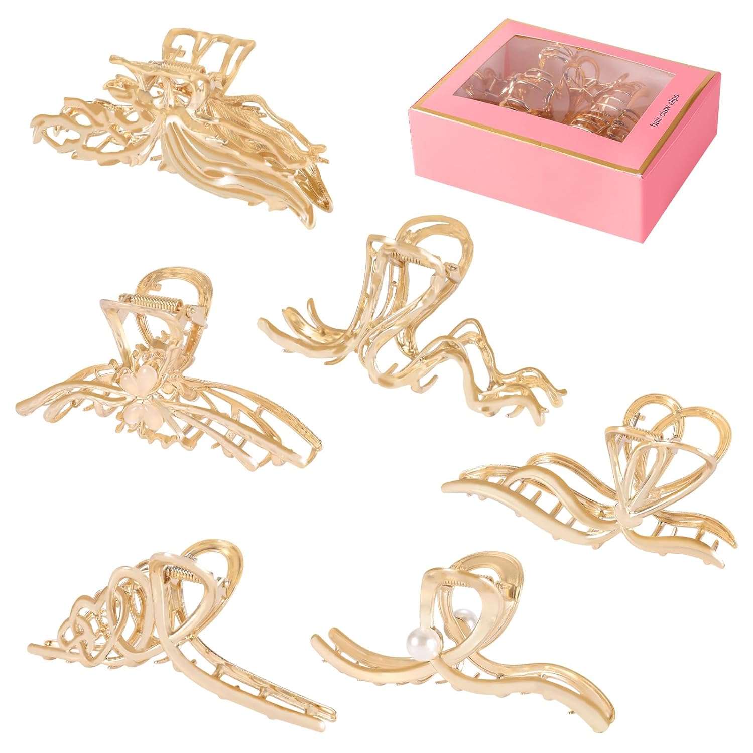 LUKACY 6 Pack Large Metal Hair Claw Clips