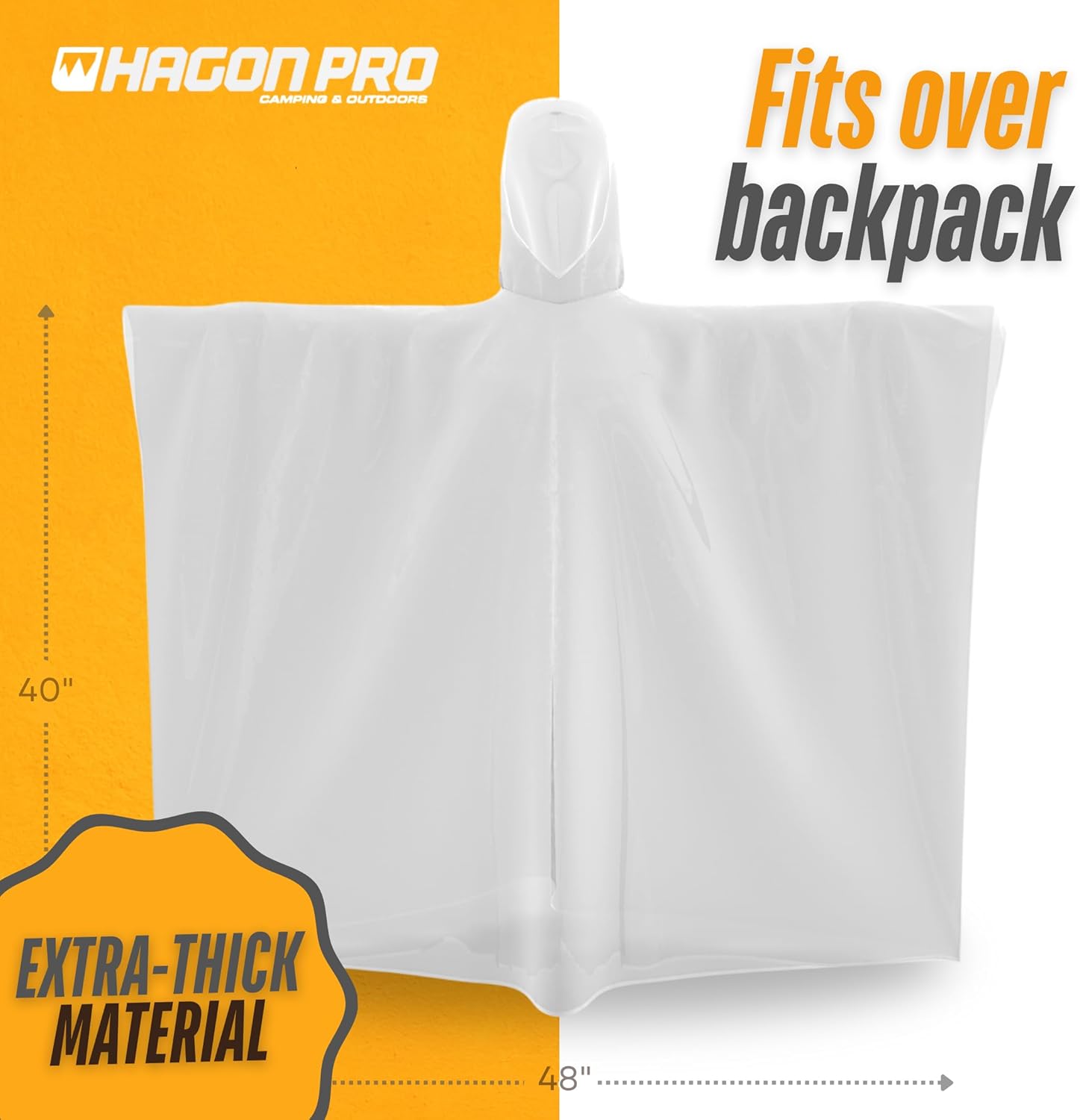 Hagon PRO Disposable Rain Ponchos for Adults