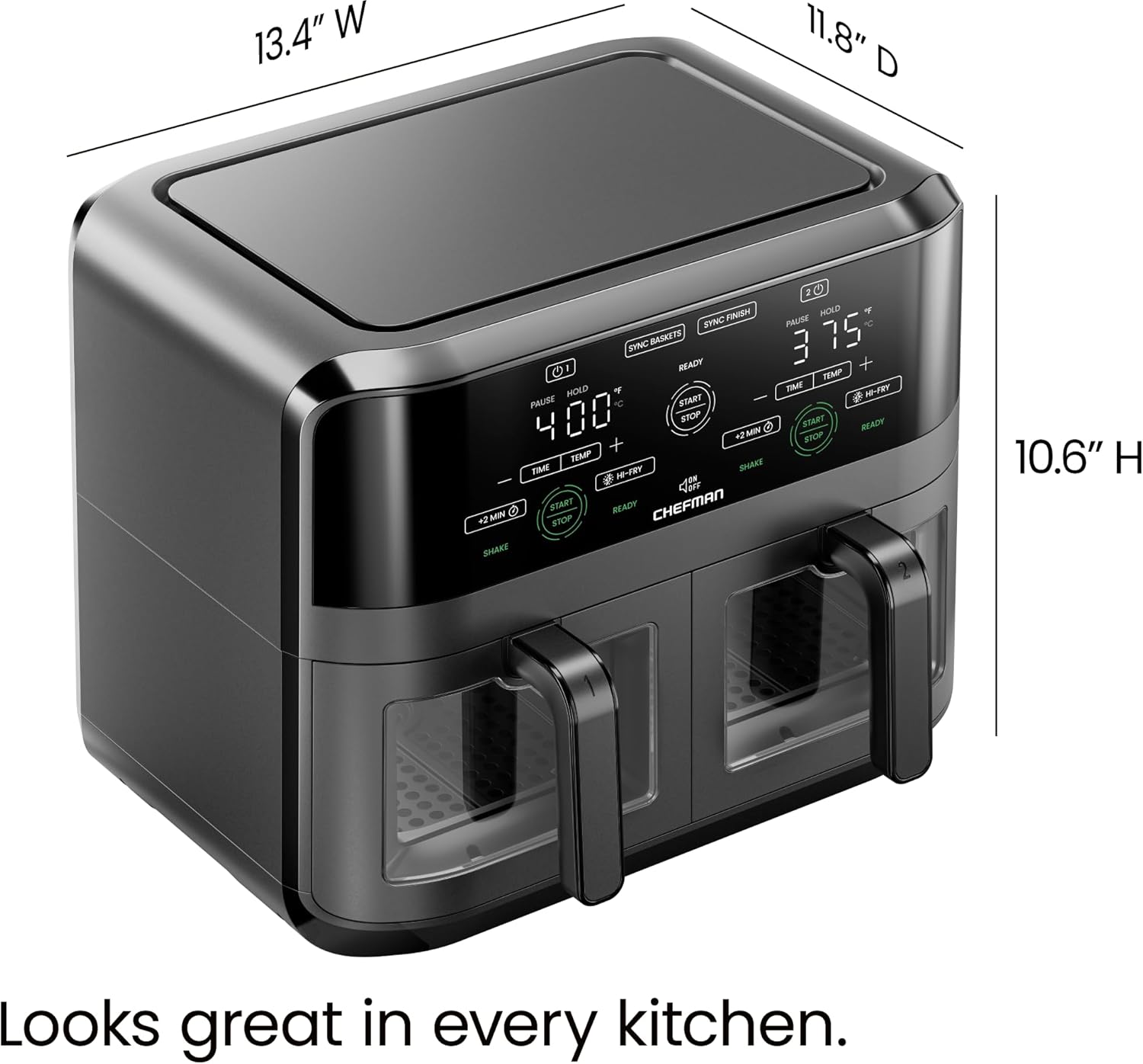 CHEFMAN 6 Quart Dual Basket Air Fryer Oven