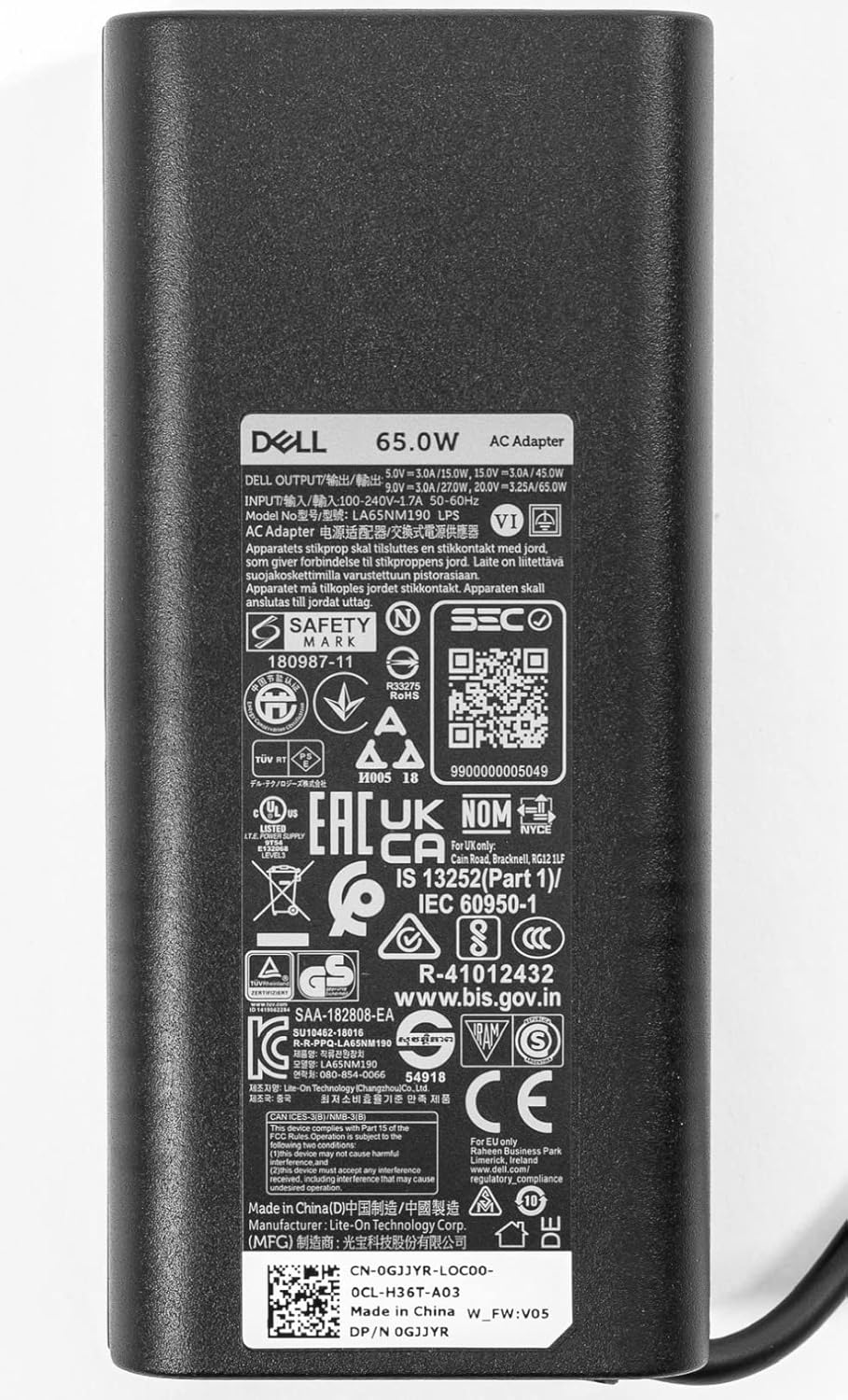 Dell 65W USB-C Laptop Charger for XPS and Latitude