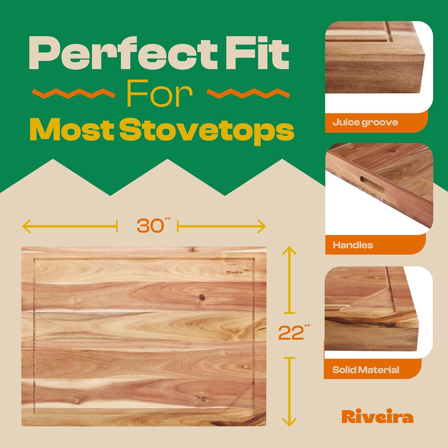 Natural Acacia Stove Cover for Gas Electric