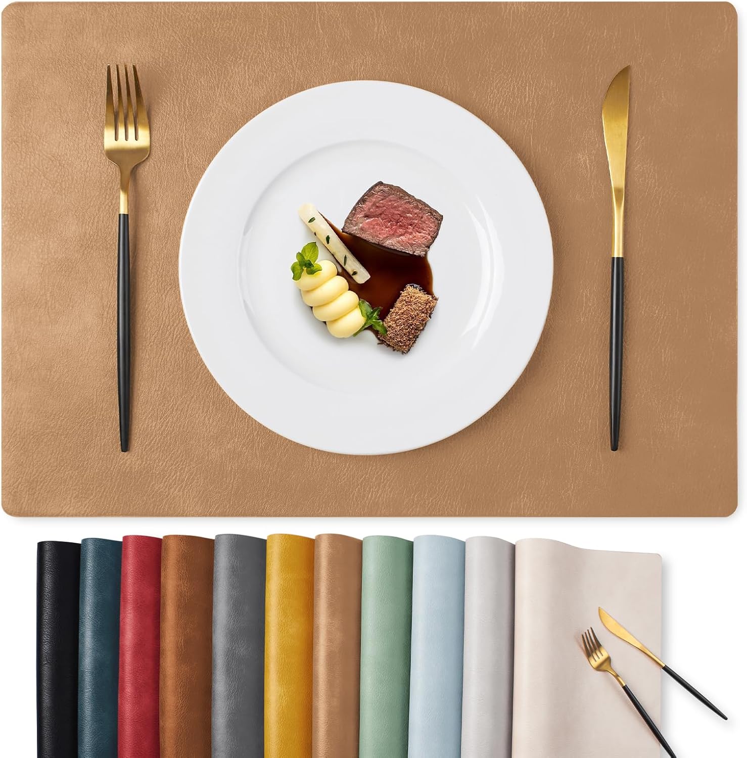 MOSAYT Vinyl Placemats Set Fall Faux Leather